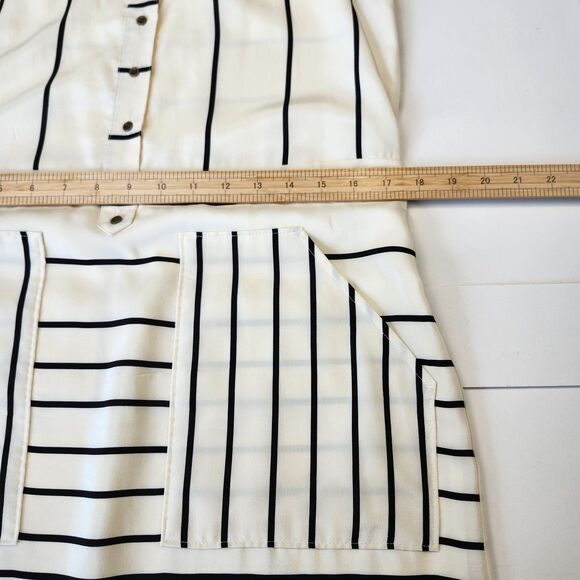 Broadway & Broome Ivory 100 % Silk Striped Dress Size 4 - Chic 2025 Trend - Picture 8 of 13